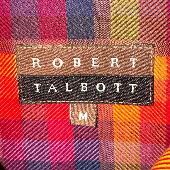 Robert Talbott Red & Orange Check Button Down Shirt Size M - Picture 2 of 11